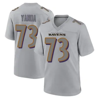 Men's Game Baltimore Ravens NO.73 Marshal Yanda Atmosphere Fashion Jersey - Gray