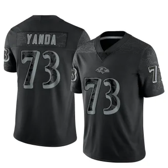 Men's Limited Baltimore Ravens NO.73 Marshal Yanda Reflective Jersey - Black